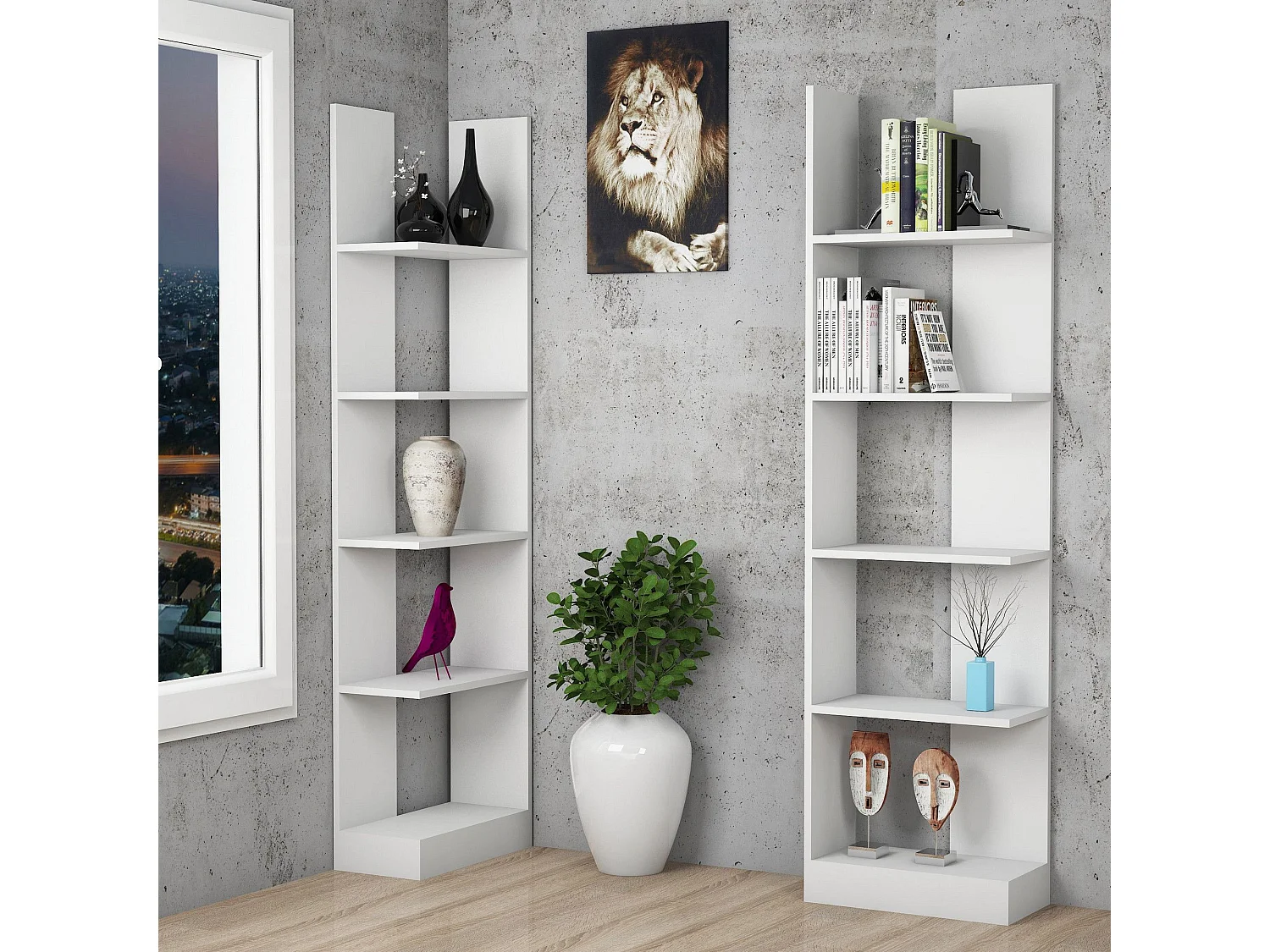 Estante estilo escandinavo – 100 x 180 x 25,8 cm – Branca – MDF revestido em melamina