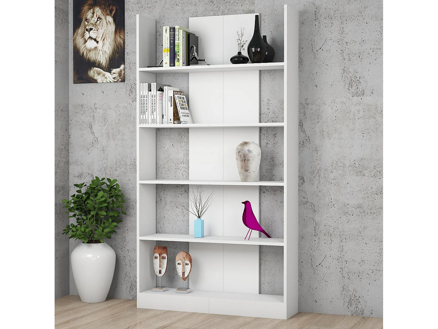 Estante estilo escandinavo – 100 x 180 x 25,8 cm – Branca – MDF revestido em melamina