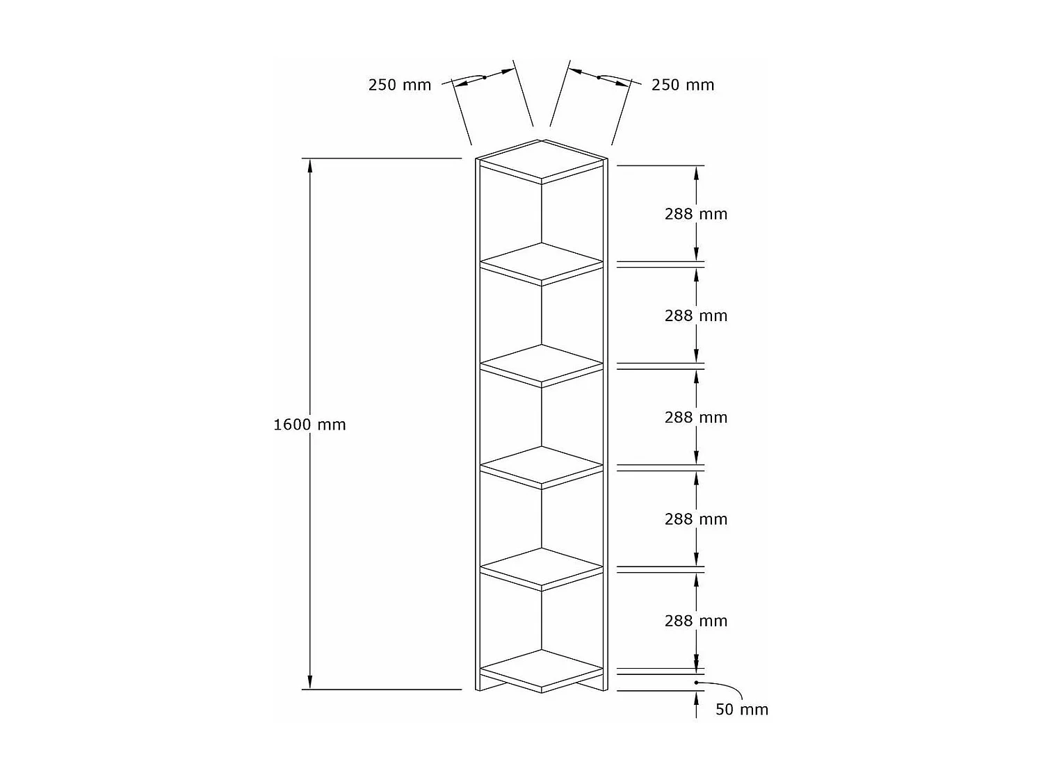 Estantería Escandinava – 160 x 25 x 25 cm – Blanco – Tablero de partículas recubierto de melamina