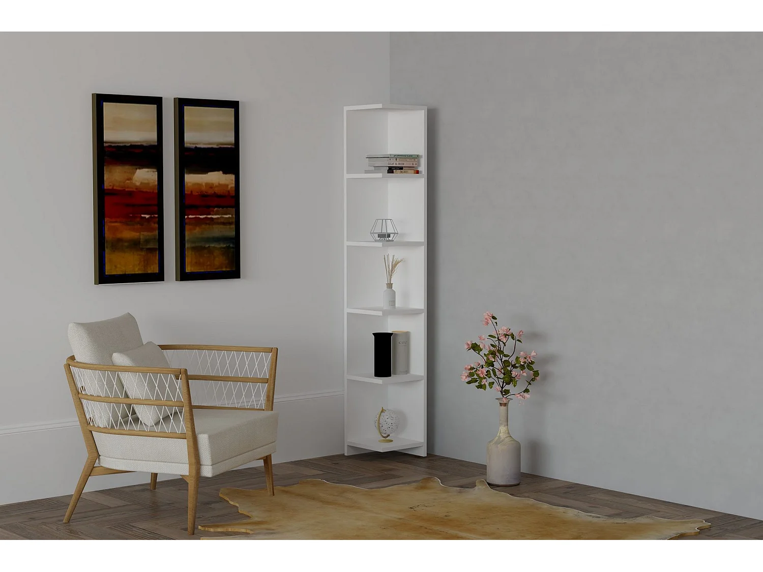 Estante escandinava – 160 x 25 x 25 cm – Branca – Painel de partículas revestido a melamina