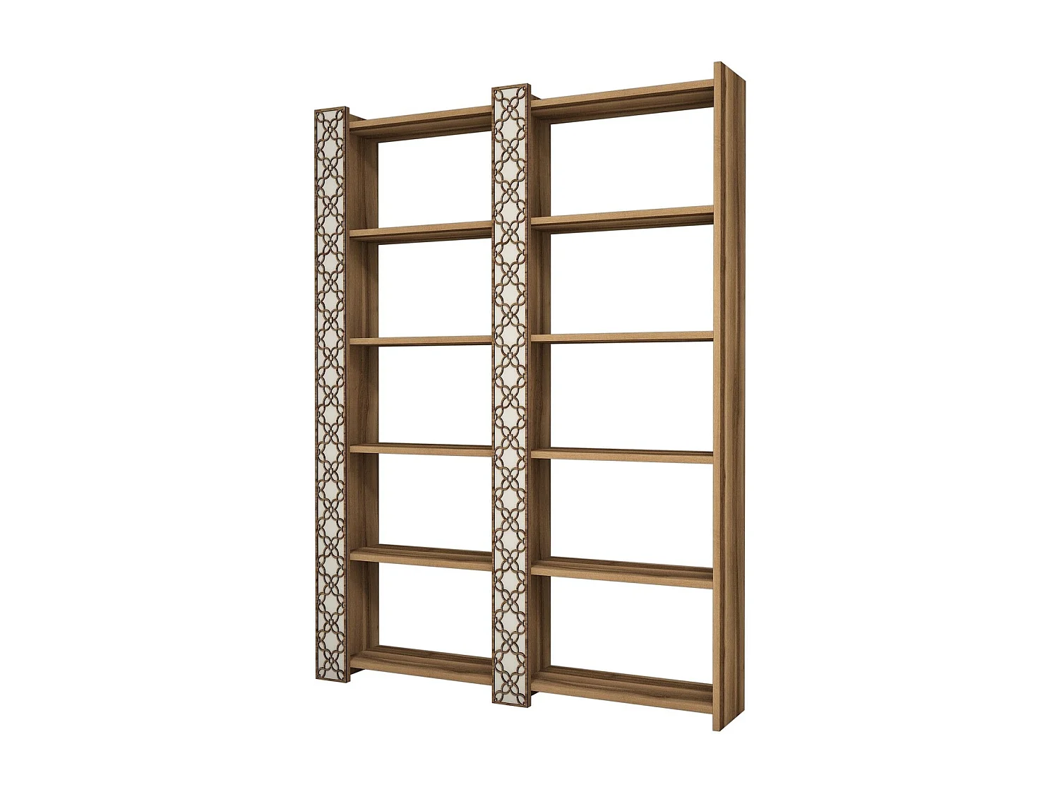 Étagère bibliothèque 2 rangées Oppidanus L124cm Bois Naturel et Blanc créme