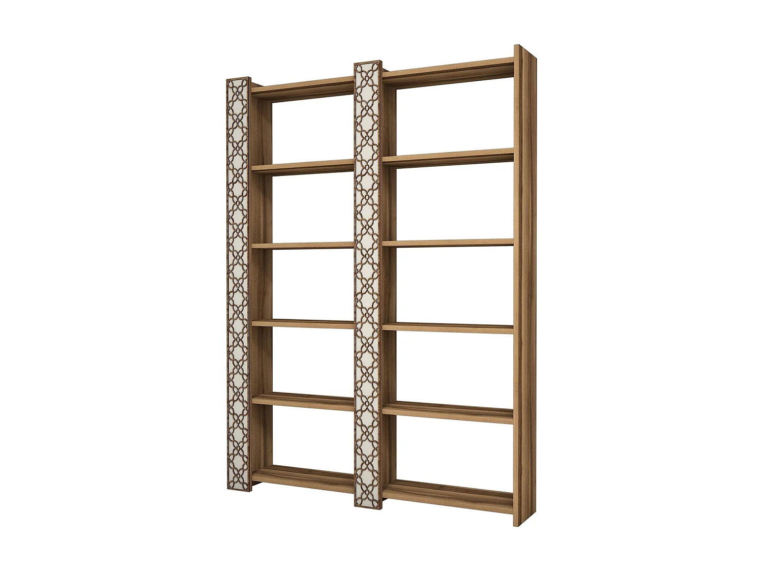 Étagère bibliothèque 2 rangées Oppidanus L124cm Bois Naturel et Blanc créme