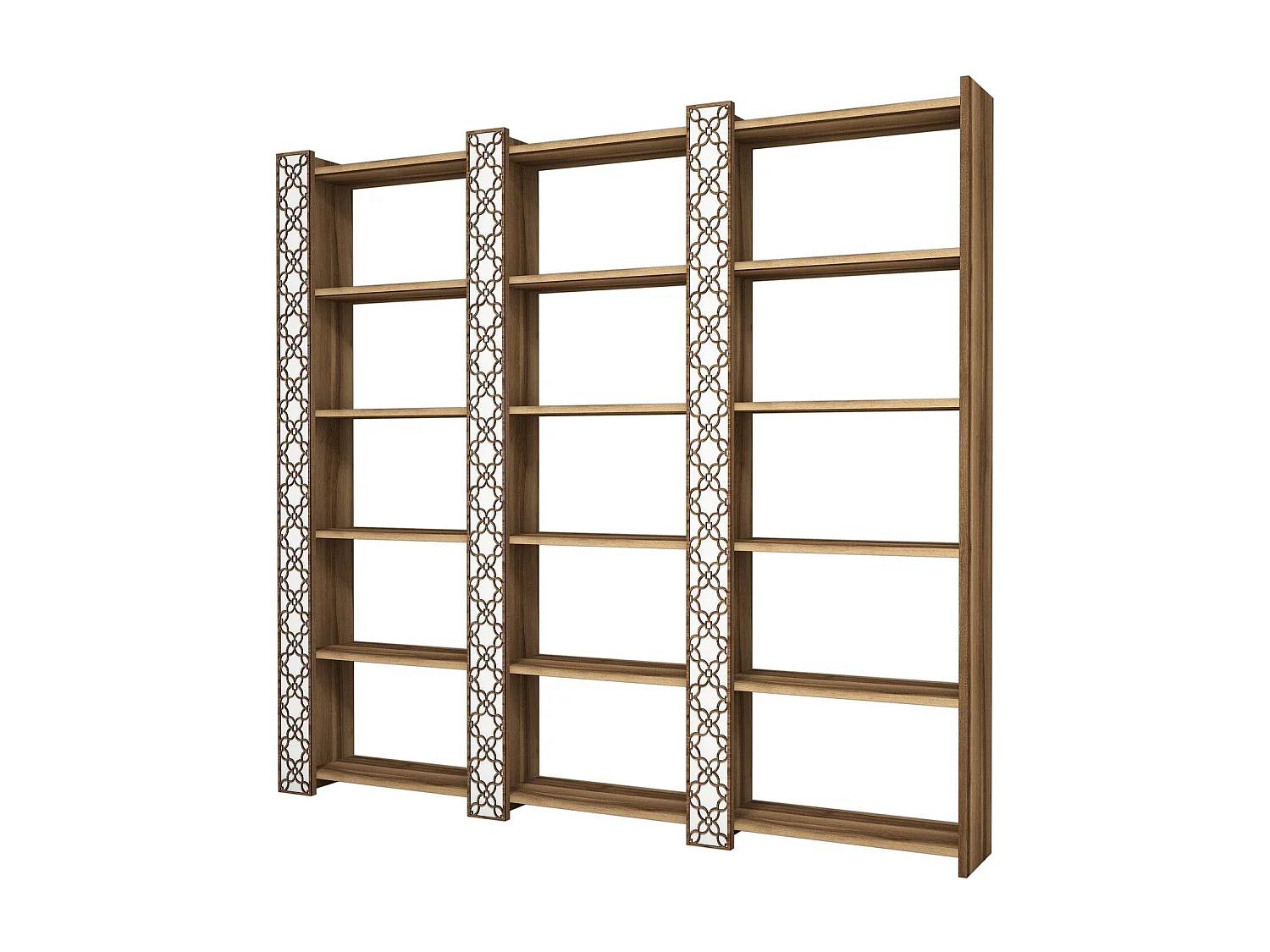 Étagère bibliothèque 3 rangées Oppidanus L184cm Bois Naturel et Blanc