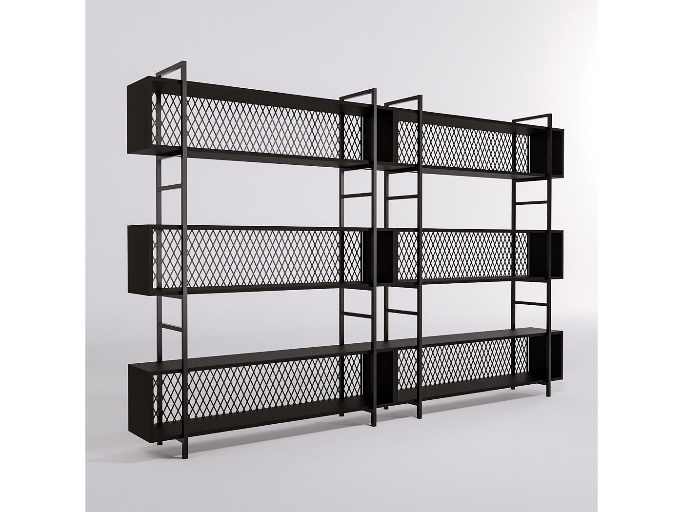 Étagère bibliothèque style industriel Mobilis L280cm Métal et Bois Noir