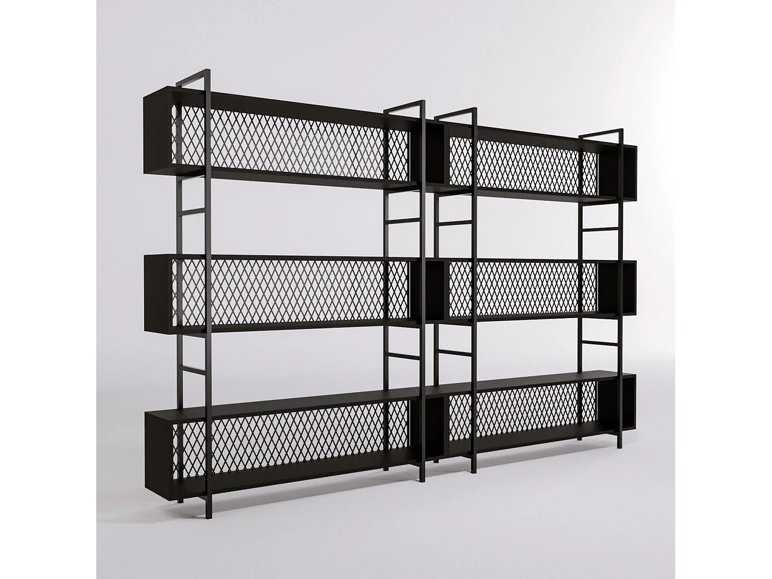 Étagère bibliothèque style industriel Mobilis L280cm Métal et Bois Noir