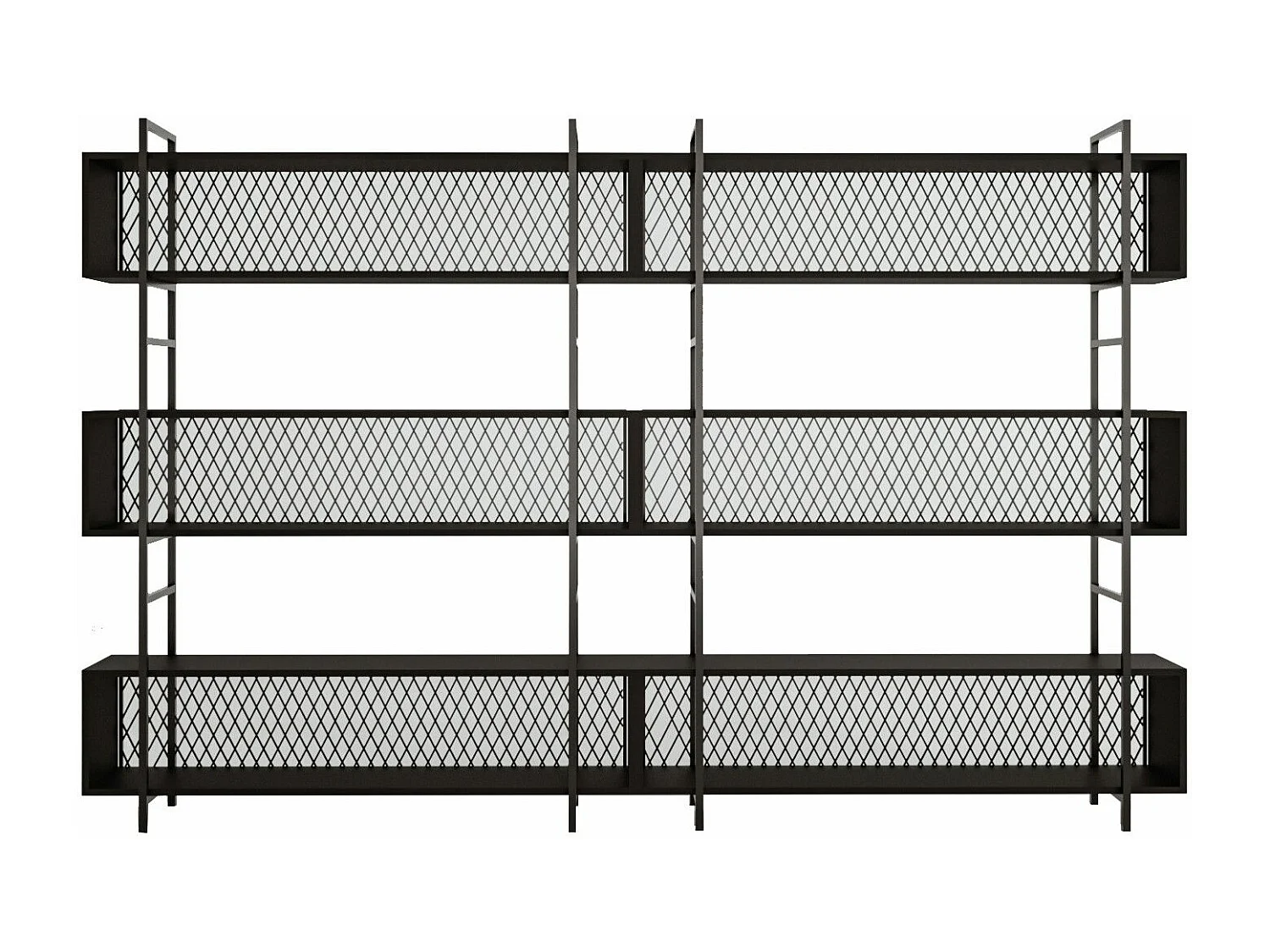 Étagère bibliothèque style industriel Mobilis L280cm Métal et Bois Noir