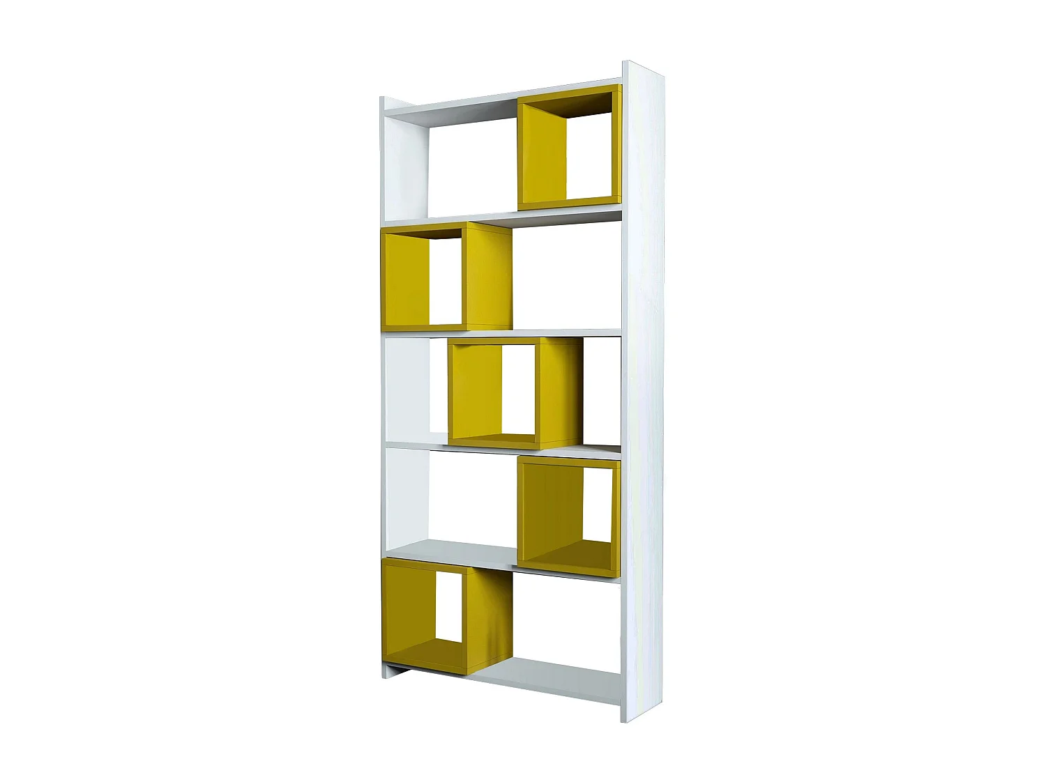 Estante de pared – 80 x 170 x 22 cm – Blanco y amarillo – Tablero de partículas recubierto de melamina