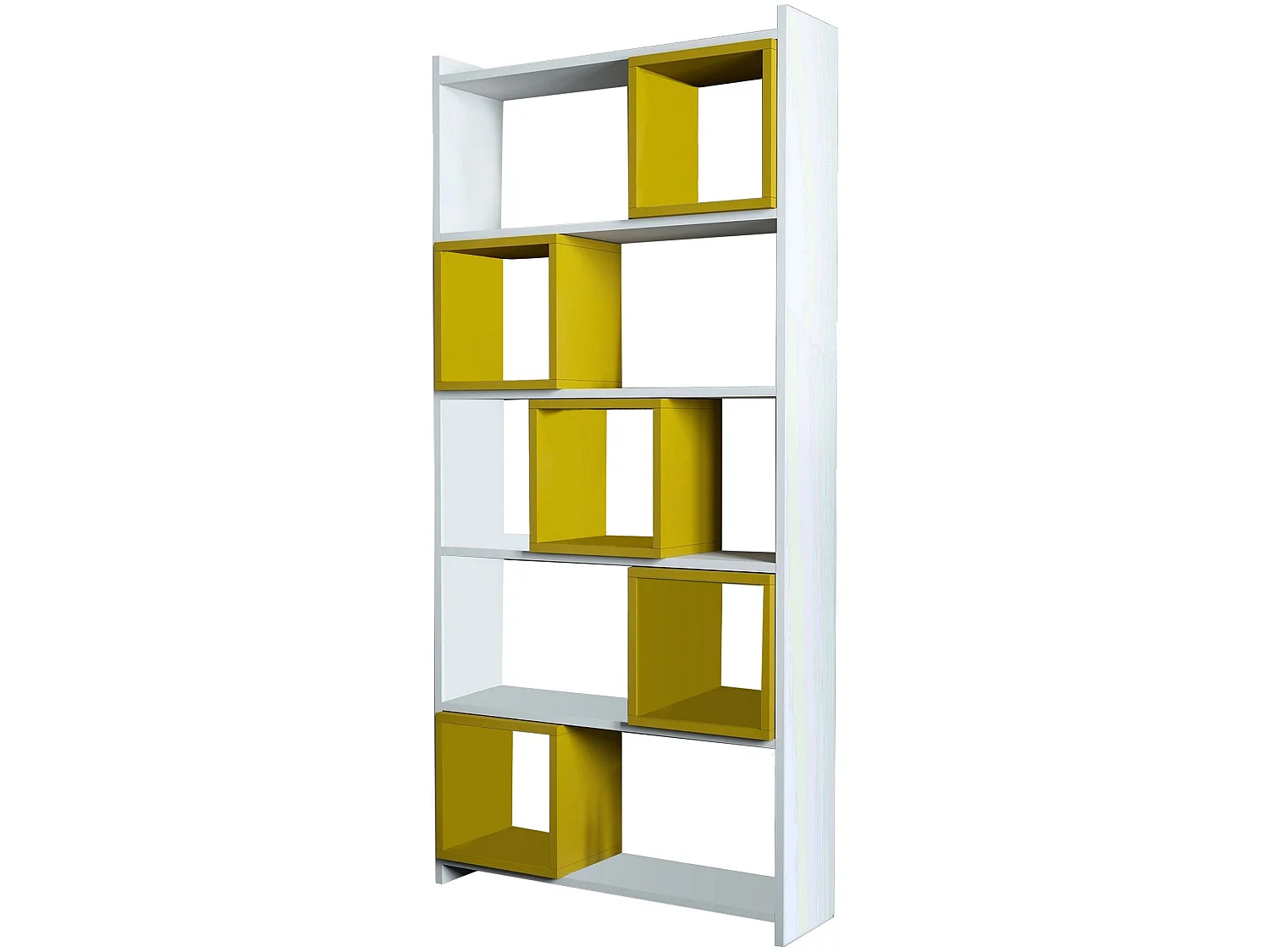 Estante de parede – 80 x 170 x 22 cm – Branco e amarelo – Painéis de partículas revestido em melamina
