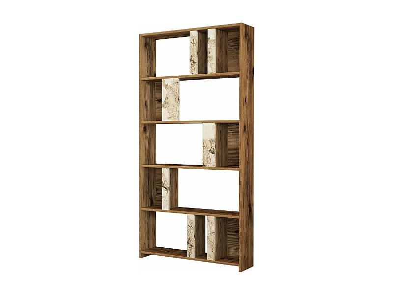 Librería moderna – 90 x 180 x 20 cm – Nogal y Blanco – MDF recubierto de melamina