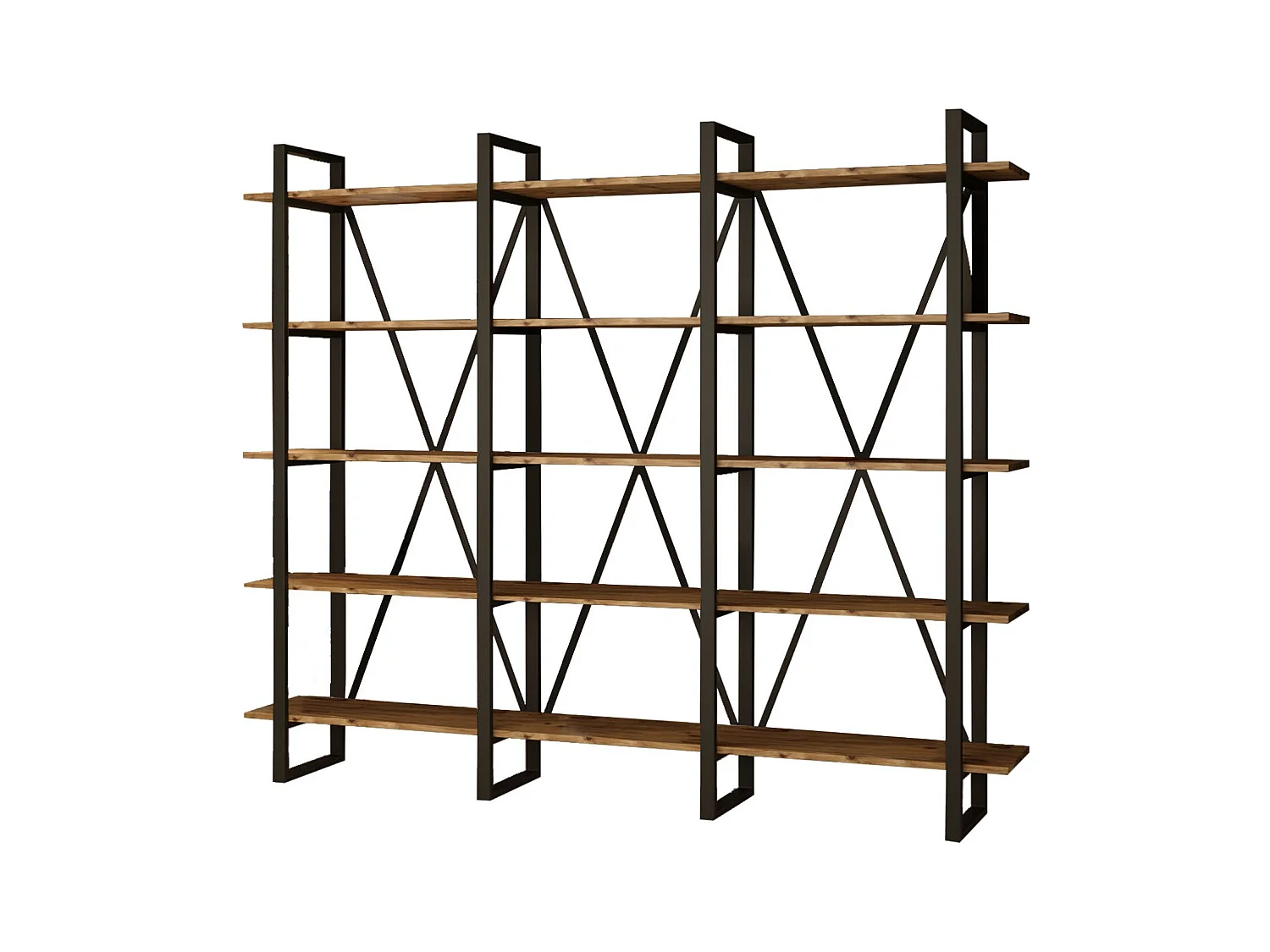 Étagère bibliothèque Marlow H180cm Métal Noir et Chêne clair