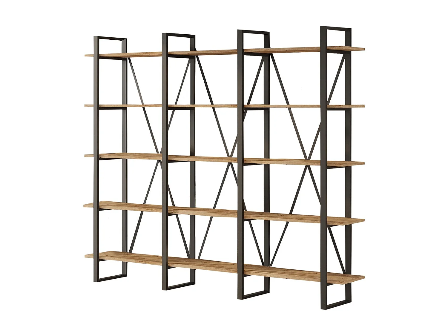 Estante Industrial Moderna – 219,6 x 180 x 34 cm – Pinho Atlântico – Painel de partículas e Metal