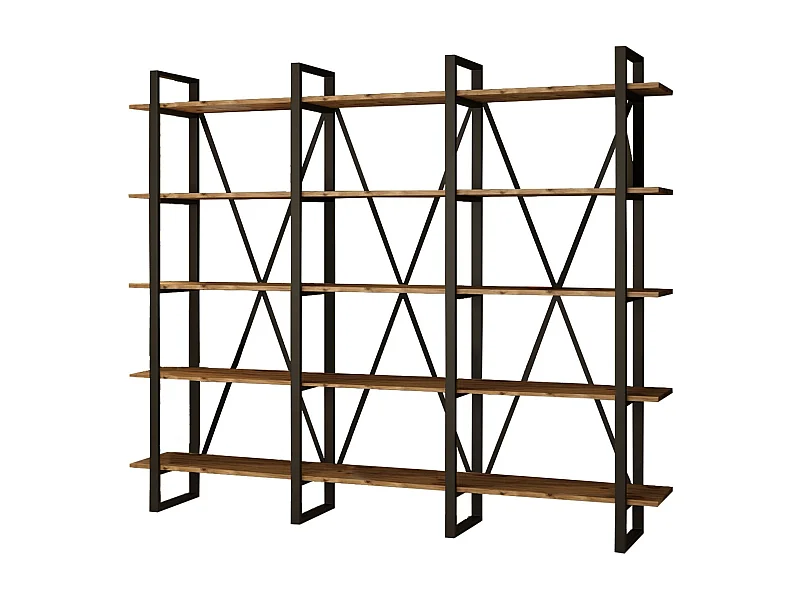 Estante Industrial Moderna – 219,6 x 180 x 34 cm – Pinho Atlântico – Painel de partículas e Metal