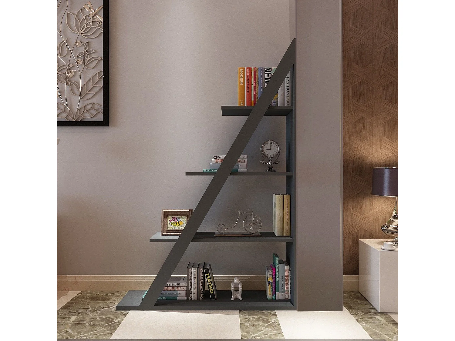 Librería – 100 cm x 150 cm x 29,5 cm – Antracita – Tablero de partículas recubierto de melamina