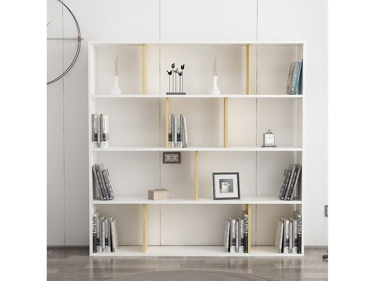 Estante – 145,2 x 25 x 145 cm – Carvalho e branco – Painéis de partículas revestidos a melamina