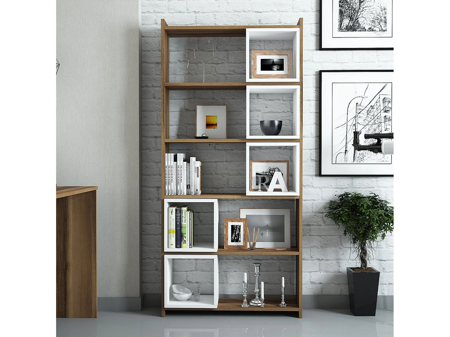 Estantería Kailua 666, Abierta sin pared trasera, Aglomerado laminado, 170x80x22cm