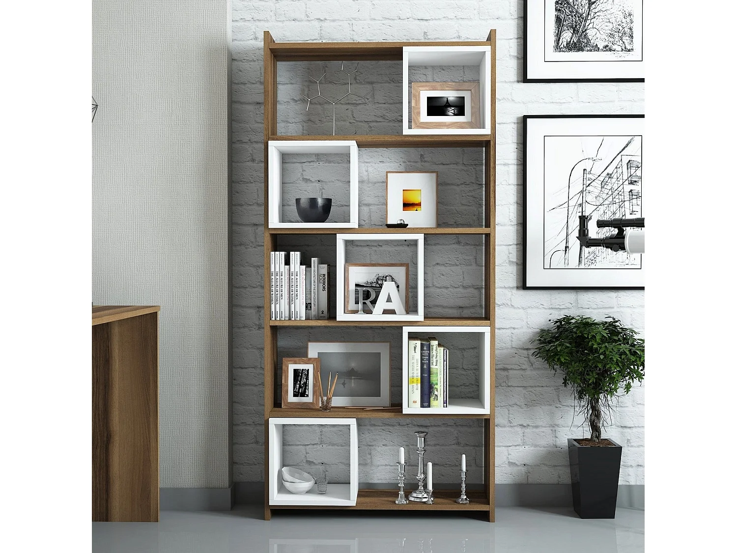 Estantería Kailua 666, Abierta sin pared trasera, Aglomerado laminado, 170x80x22cm