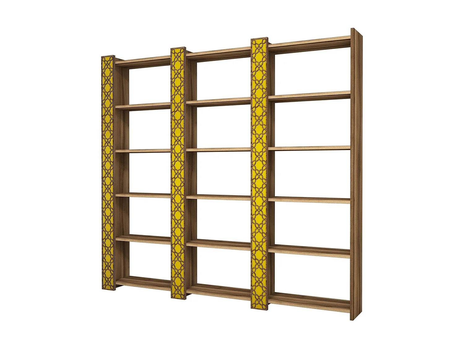 Librería – 184,6 x 170 x 24,2 cm – Nogal y Amarillo – Melamina