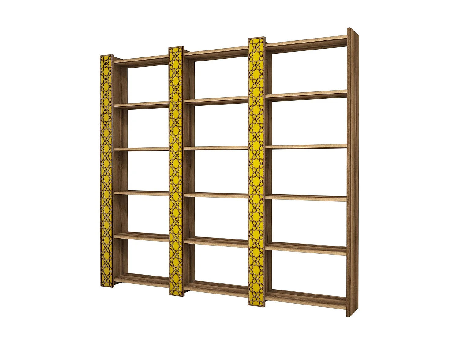 Librería – 184,6 x 170 x 24,2 cm – Nogal y Amarillo – Melamina