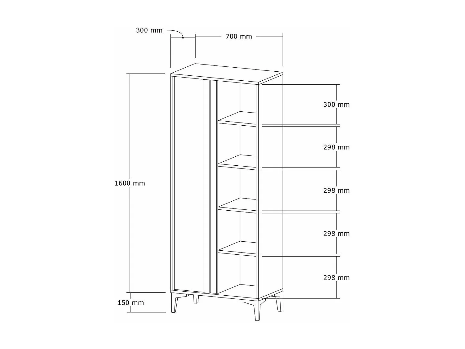 Estante de Livros – 70 cm L x 175 cm A x 30 cm P – Cores Atlântico e Antracite – Painel de Partículas revestido a Melamina