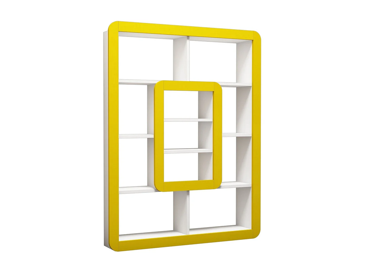 Étagère bibliothèque Infula liseré 140cm Bois Blanc et Jaune