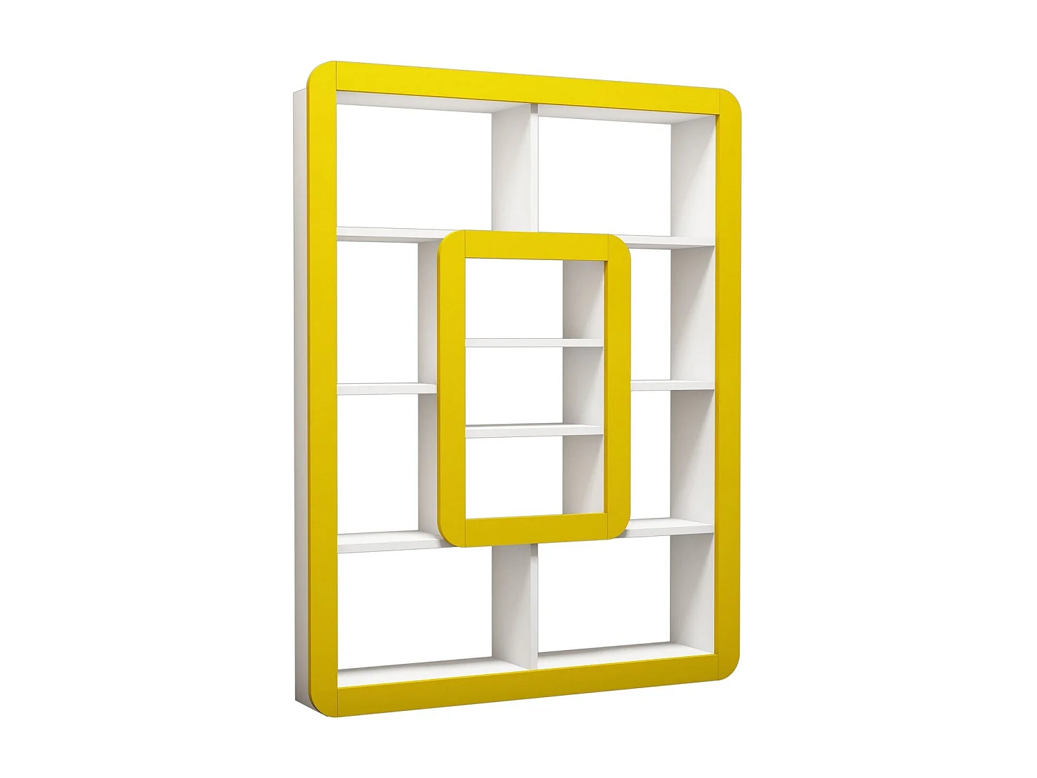 Étagère bibliothèque Infula liseré 140cm Bois Blanc et Jaune
