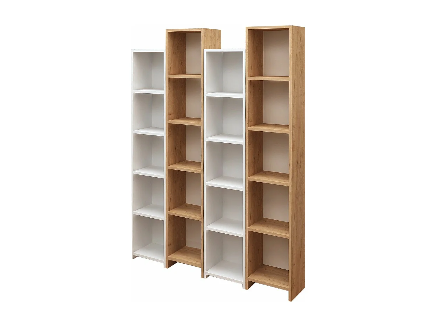 Librería moderna de melamina – 134,4 x 180 x 25 cm – Roble y Blanco