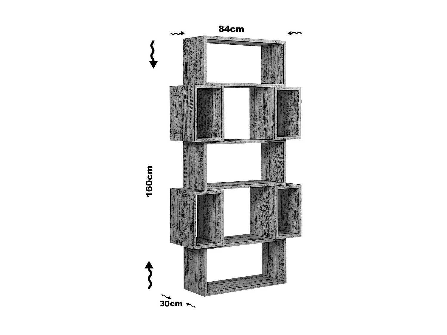 Estante de livros – 84cm x 160cm x 30cm – Carvalho Escuro – Painéis de partículas revestidos a melamina