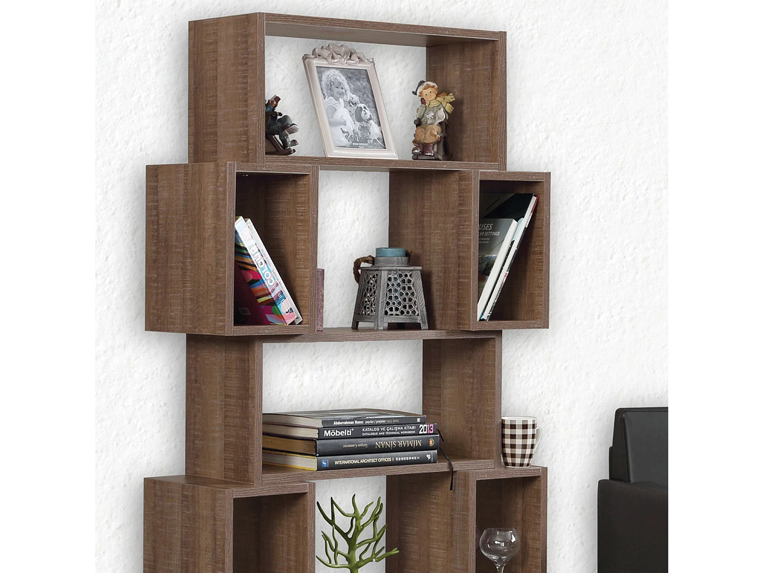 Estante de livros – 84cm x 160cm x 30cm – Carvalho Escuro – Painéis de partículas revestidos a melamina