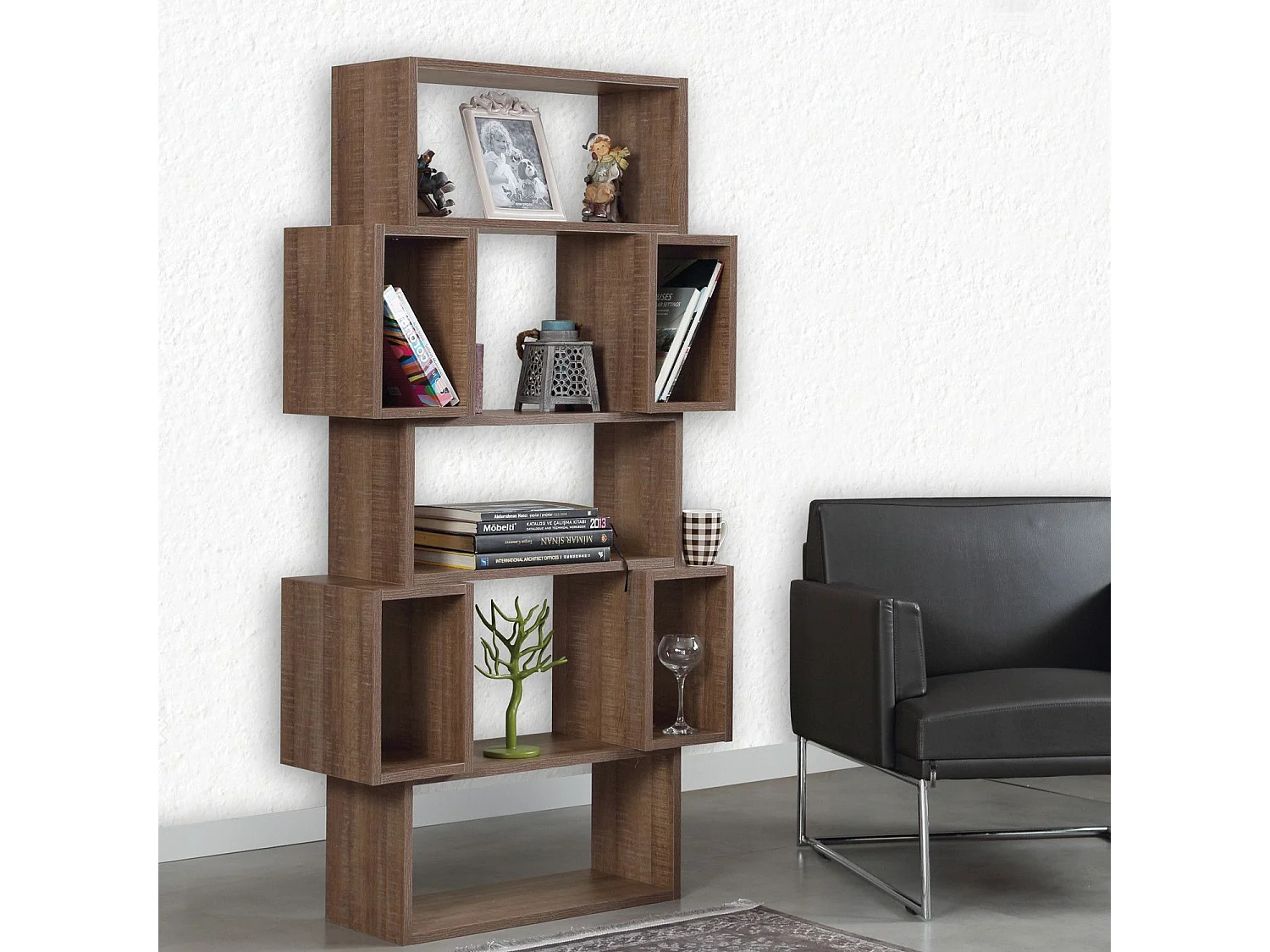 Étagère bibliothèque Iussit 160cm Bois Chêne foncé