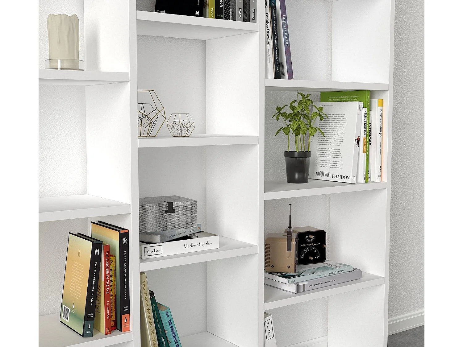 Estante escandinava – 125 x 135,7 x 22 cm – branca – painel de partículas revestido a melamina