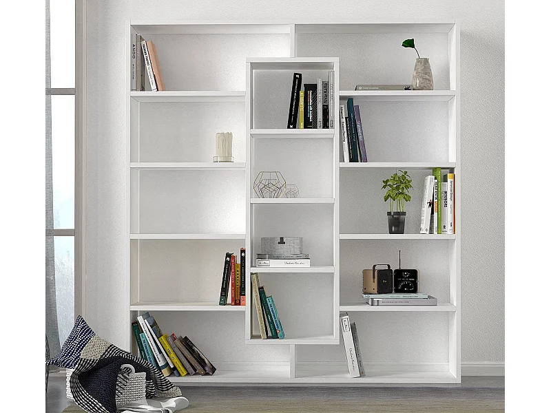 Estante escandinava – 125 x 135,7 x 22 cm – branca – painel de partículas revestido a melamina