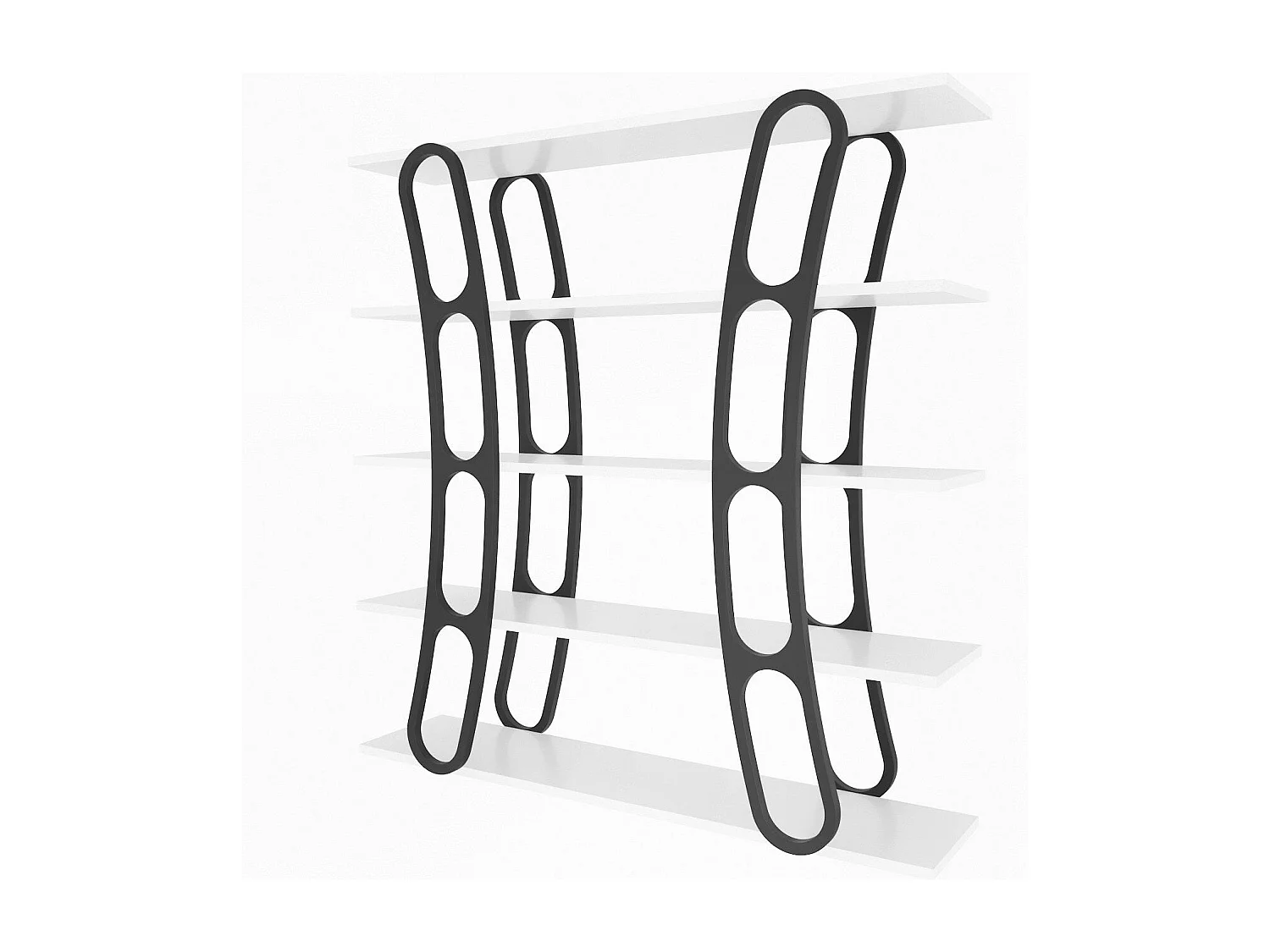 Estante estilosa, 120 x 120 x 25 cm, branca e preta | Painel de partículas 100% revestido em melamina, 18 mm de espessura | Perfeita para de