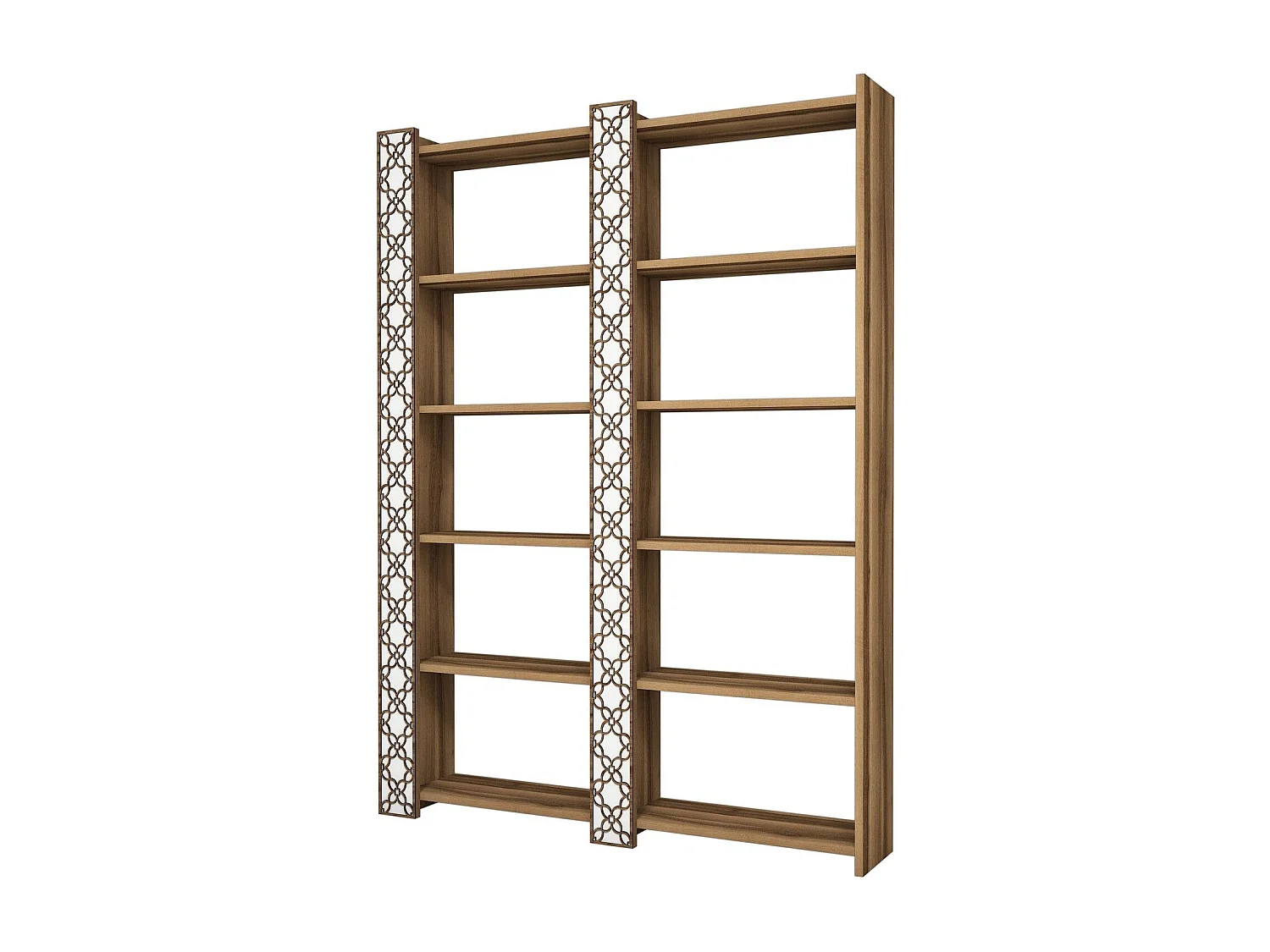 Moderne boekenkast – 124,6 x 170 x 24,2 cm – Notenhout en wit – melamine gecoate spaanplaat