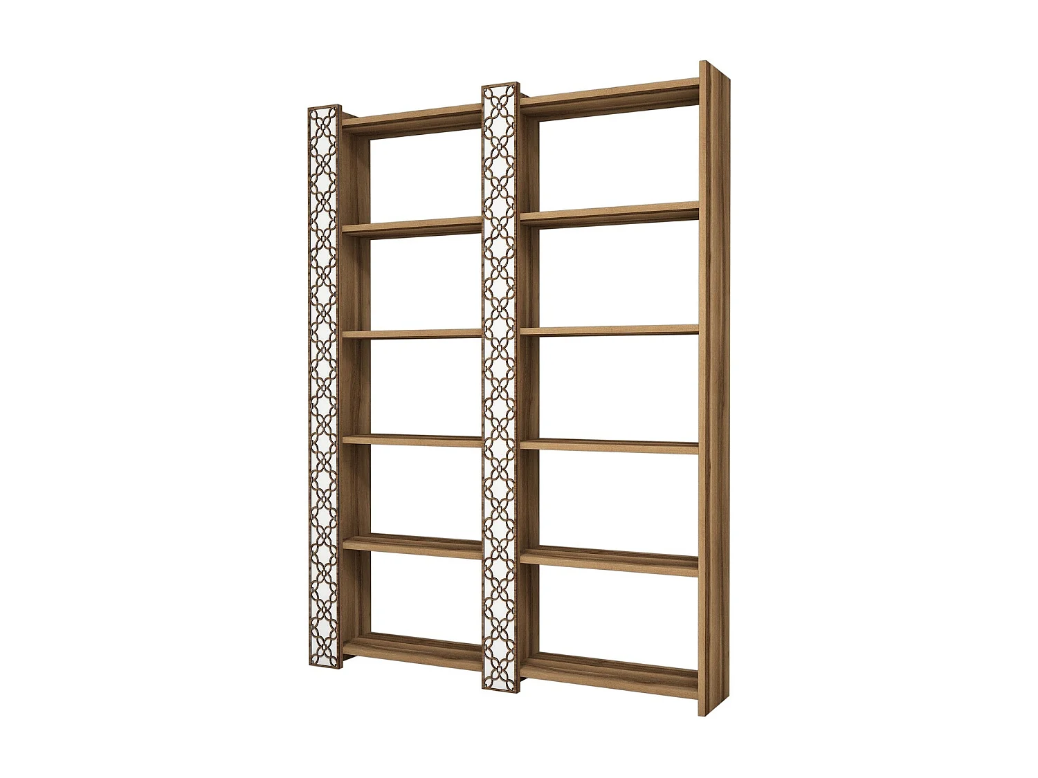 Moderne boekenkast – 124,6 x 170 x 24,2 cm – Notenhout en wit – melamine gecoate spaanplaat