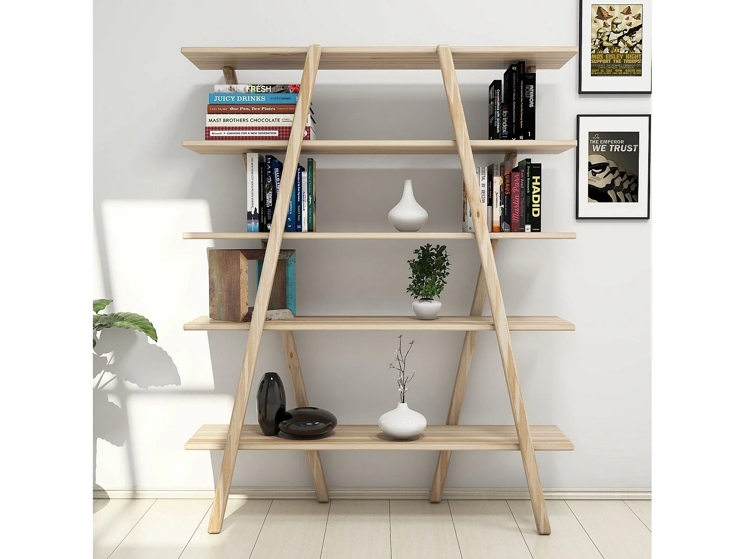 Estantería Kailua 679, Abierta sin pared trasera, Madera, 148x120x30cm, Roble