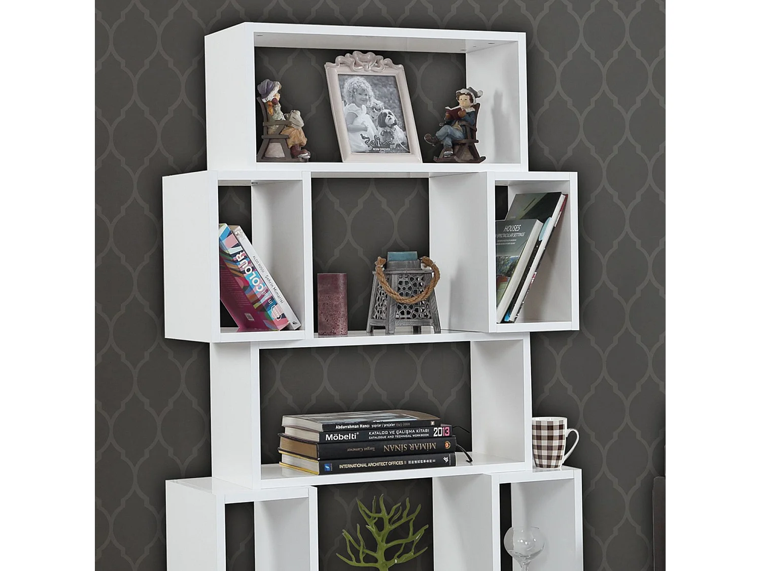 Étagère bibliothèque Iussit 160cm Bois Blanc brillant