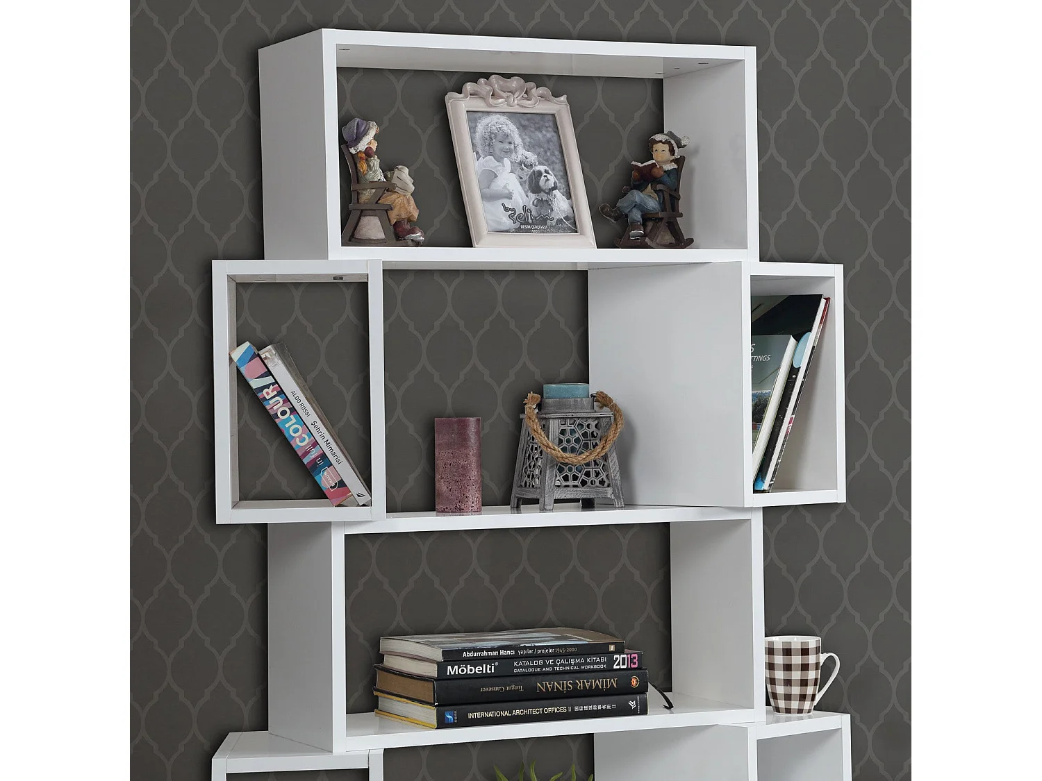 Étagère bibliothèque Iussit 160cm Bois Blanc brillant