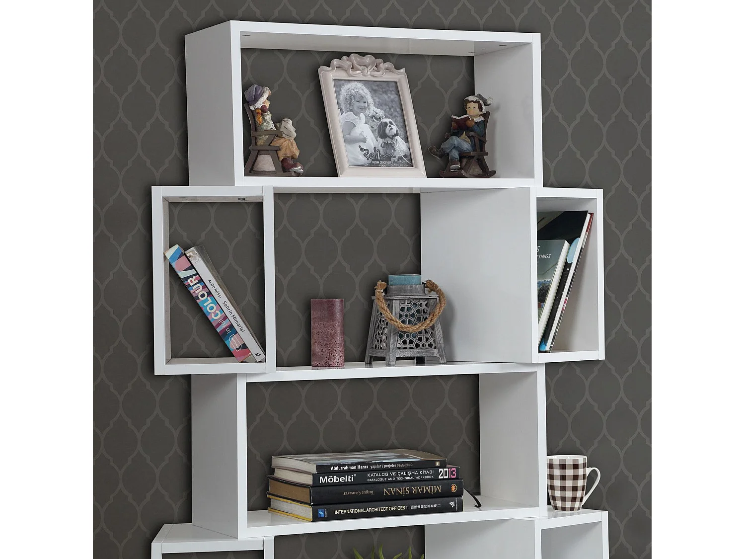 Étagère bibliothèque Iussit 160cm Bois Blanc brillant