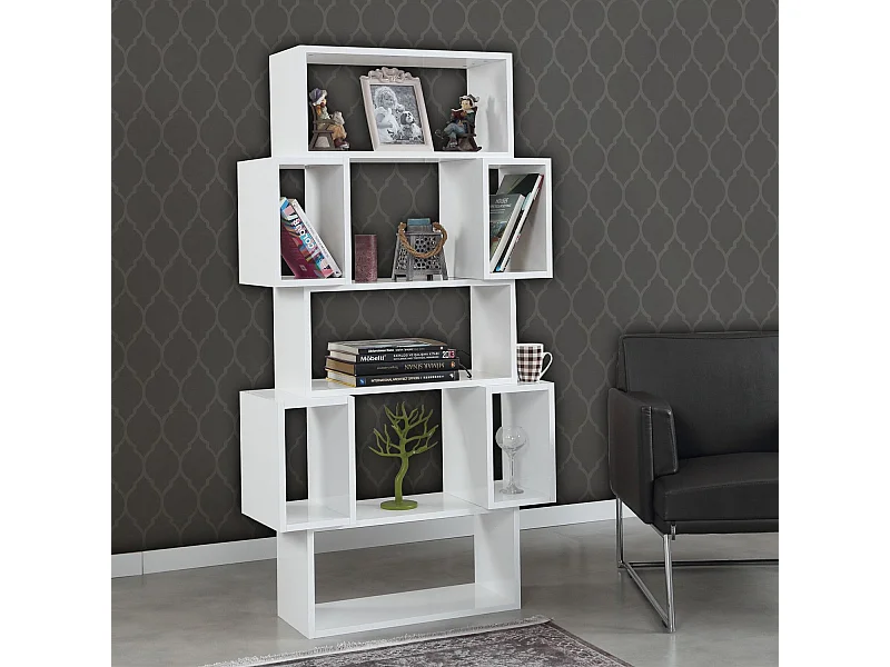 Estante de livros – 84 cm x 160 cm x 30 cm – Branco – Painéis de partículas revestidos a melamina