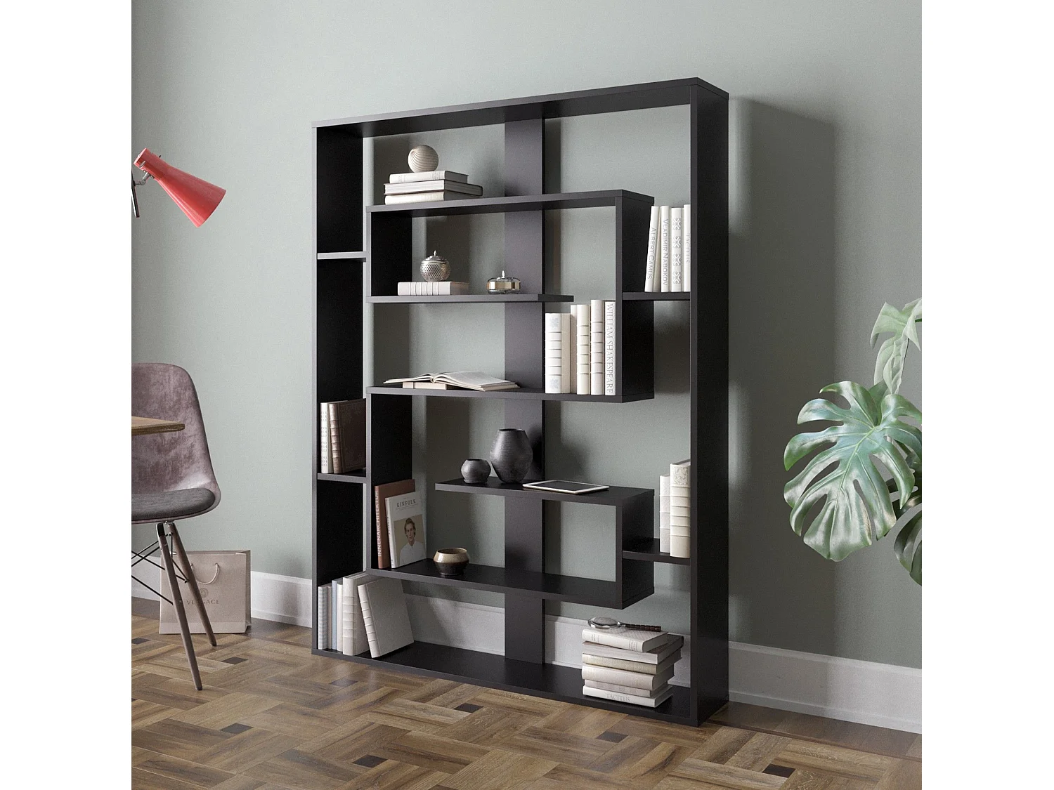 Estantería Kailua 1076, Abierta sin pared trasera, Aglomerado laminado, 156x120x22cm