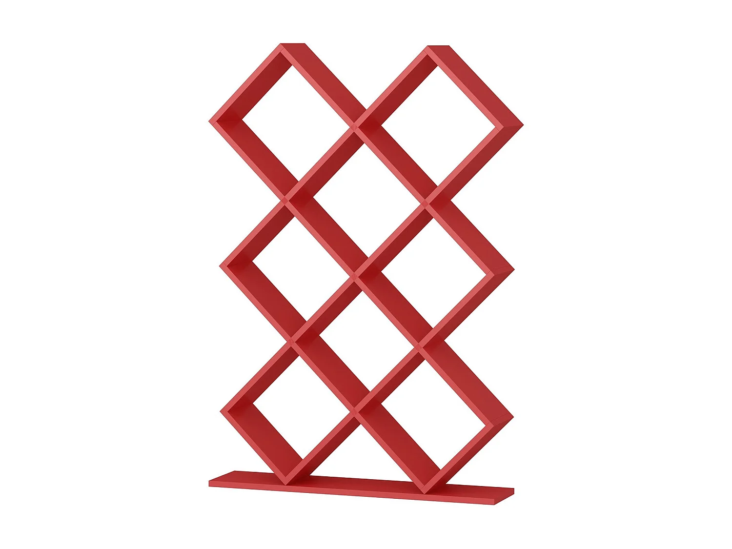 Estantería Kailua 770, Abierto, Aglomerado laminado, 129x90x20cm, Rojo