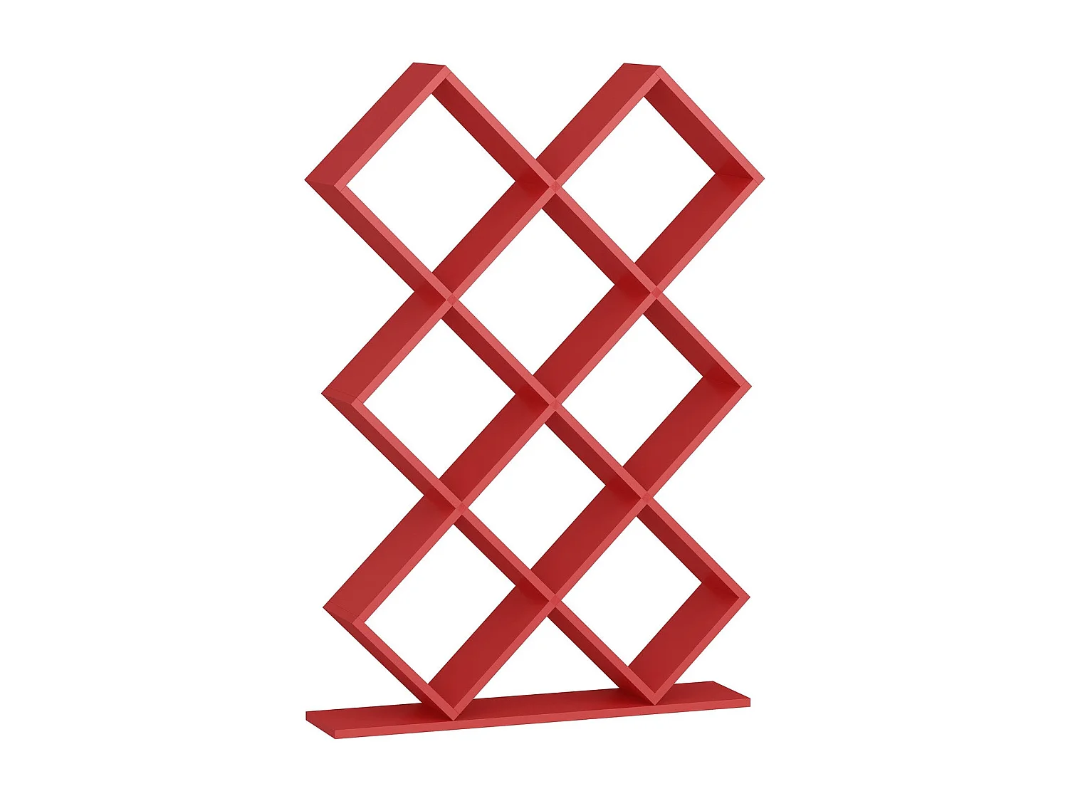 Estantería Kailua 770, Abierto, Aglomerado laminado, 129x90x20cm, Rojo