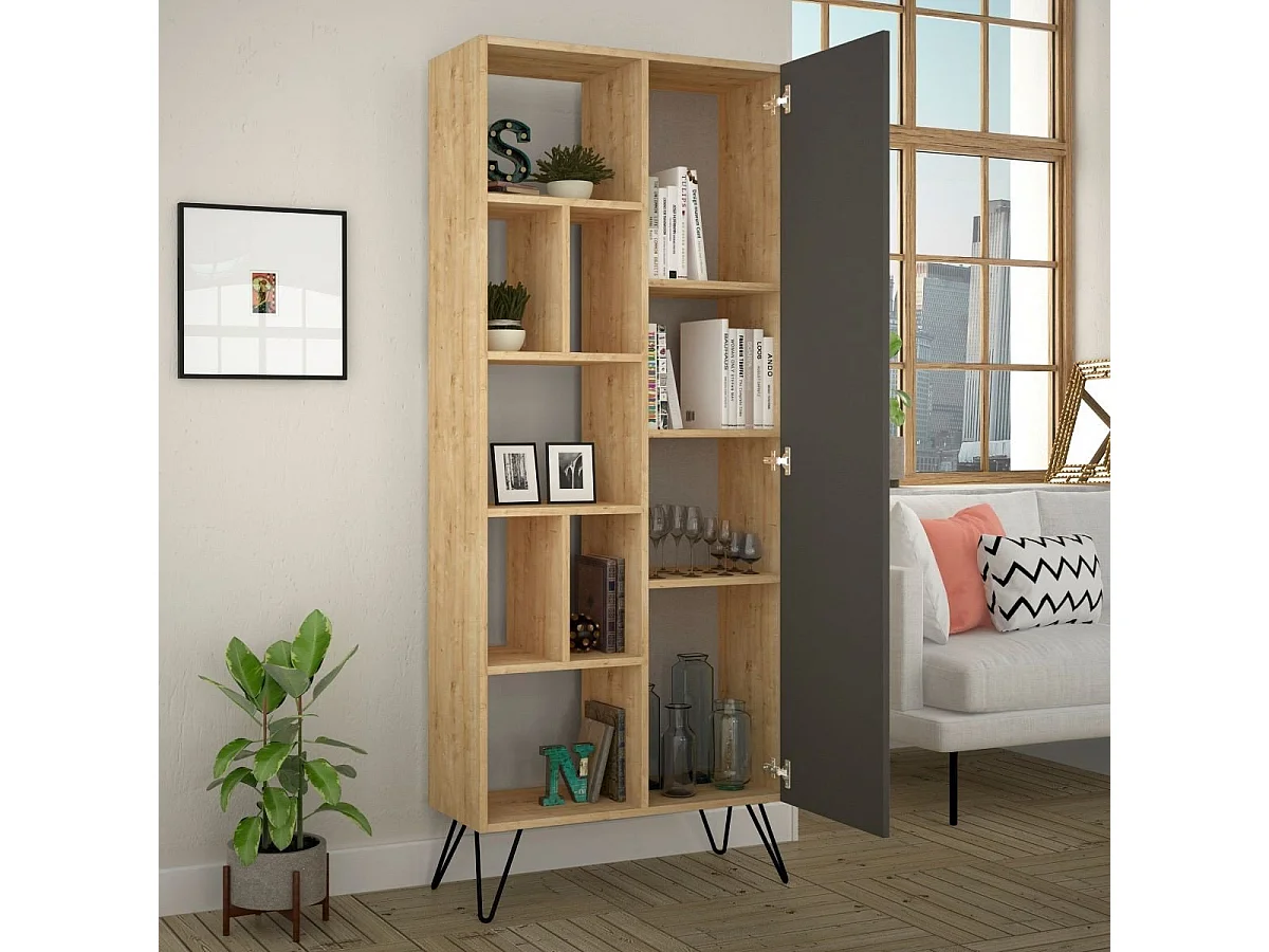 Etagère 11 tablettes et 1 porte H190 cm - Jedda