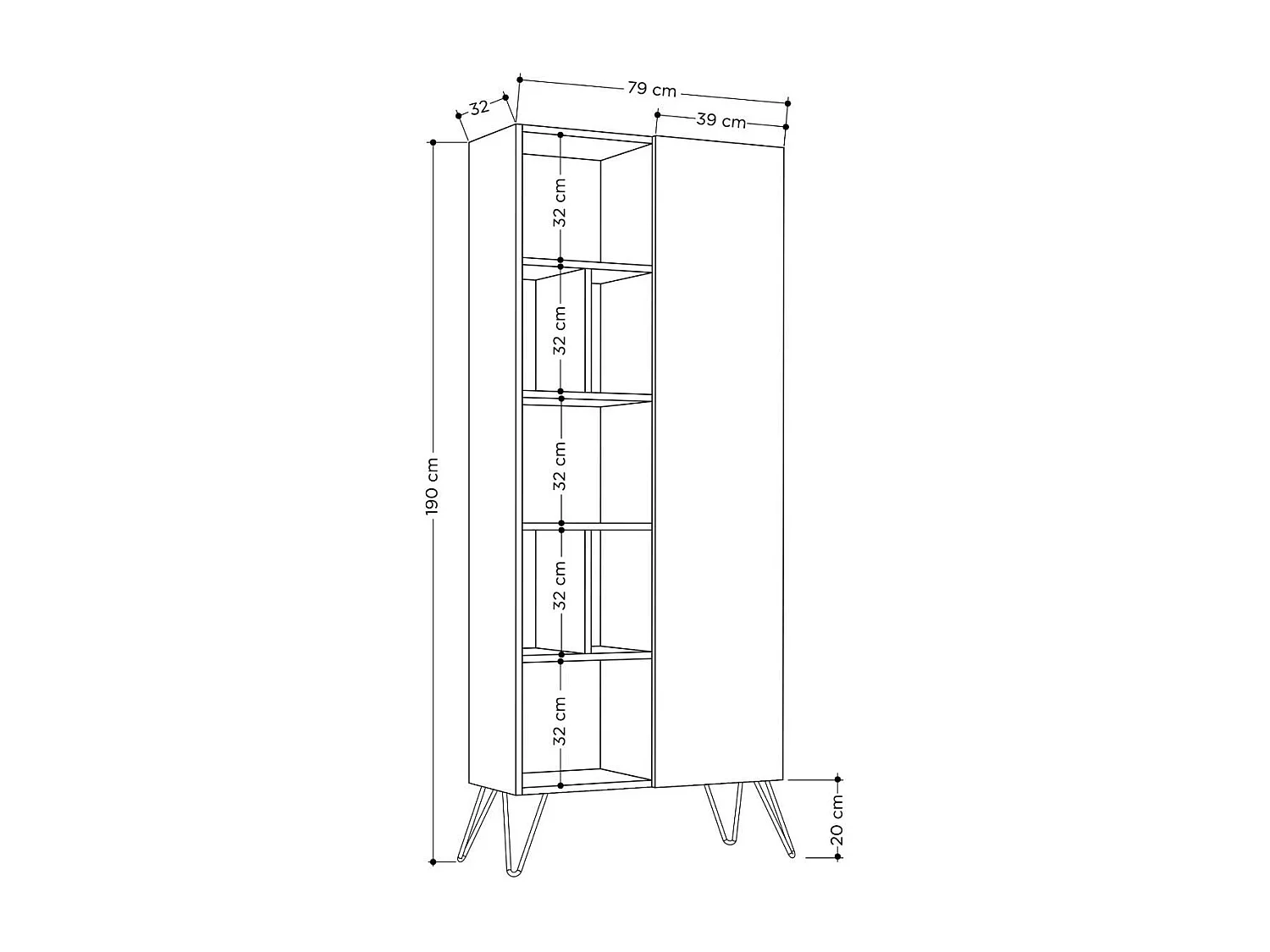 Etagère 11 tablettes et 1 porte H190 cm - Jedda