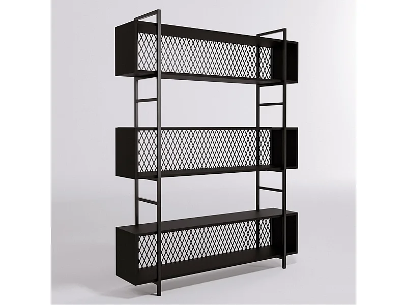 Étagère bibliothèque style industriel Mobilis L140cm Métal et Bois Noir