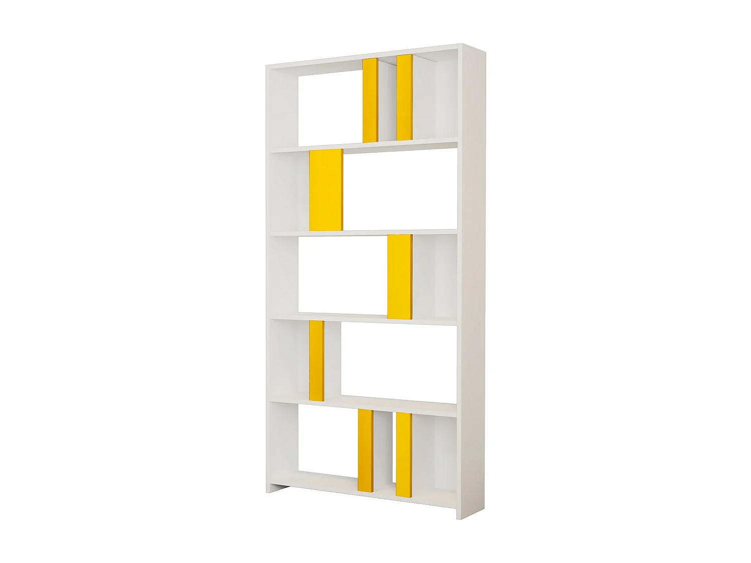 Estantería Bohemia – 90 x 180 x 20 cm – Blanco y Amarillo – Tablero de Partículas