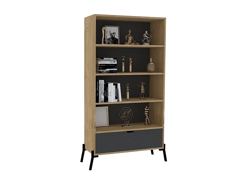 Librería – 160cm x 83,6cm x 30cm – Roble Zafiro y Antracita – Madera