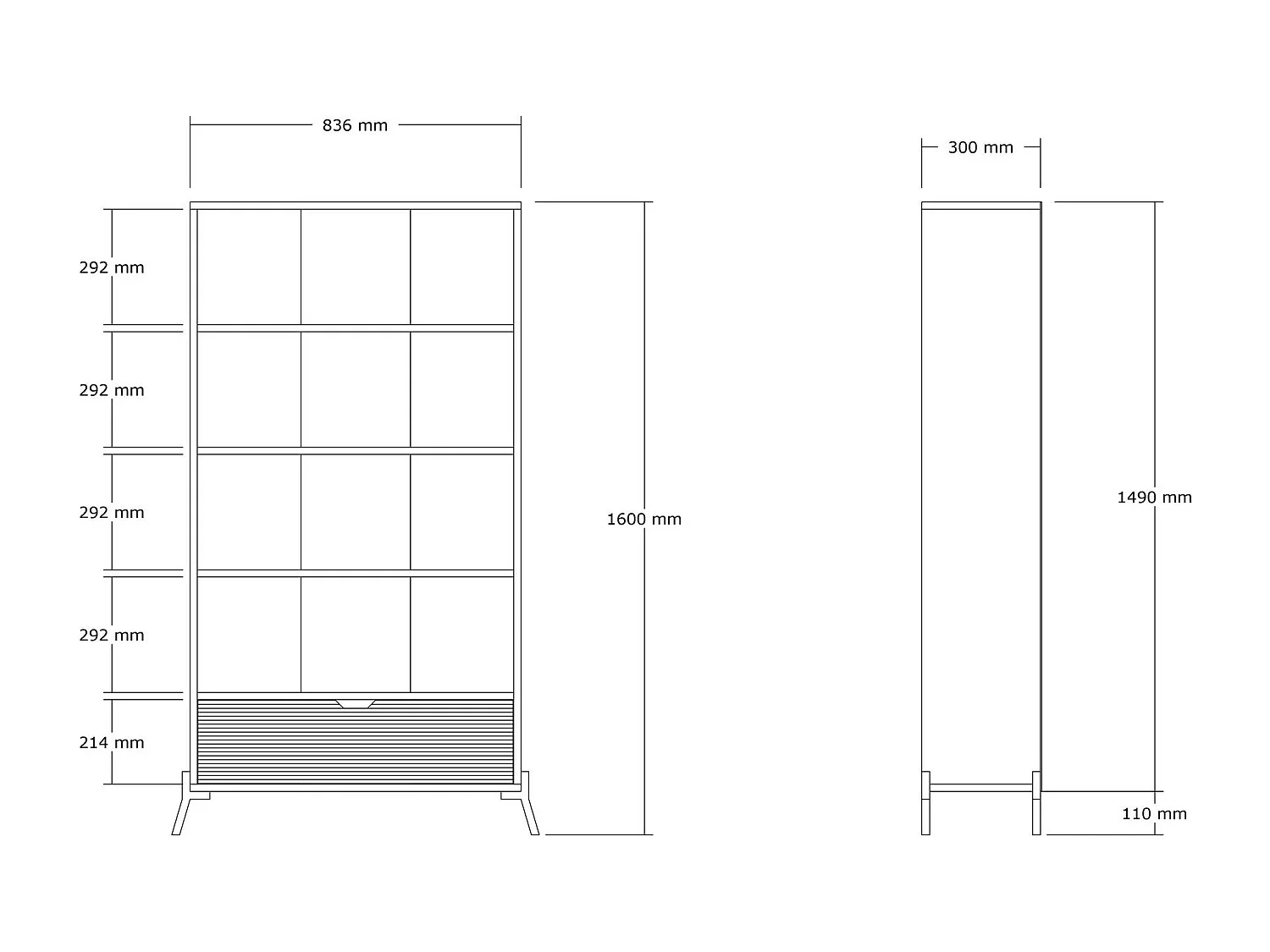 Estante de livros – 160cm x 83.6cm x 30cm – Carvalho Safira e Antracite – Madeira