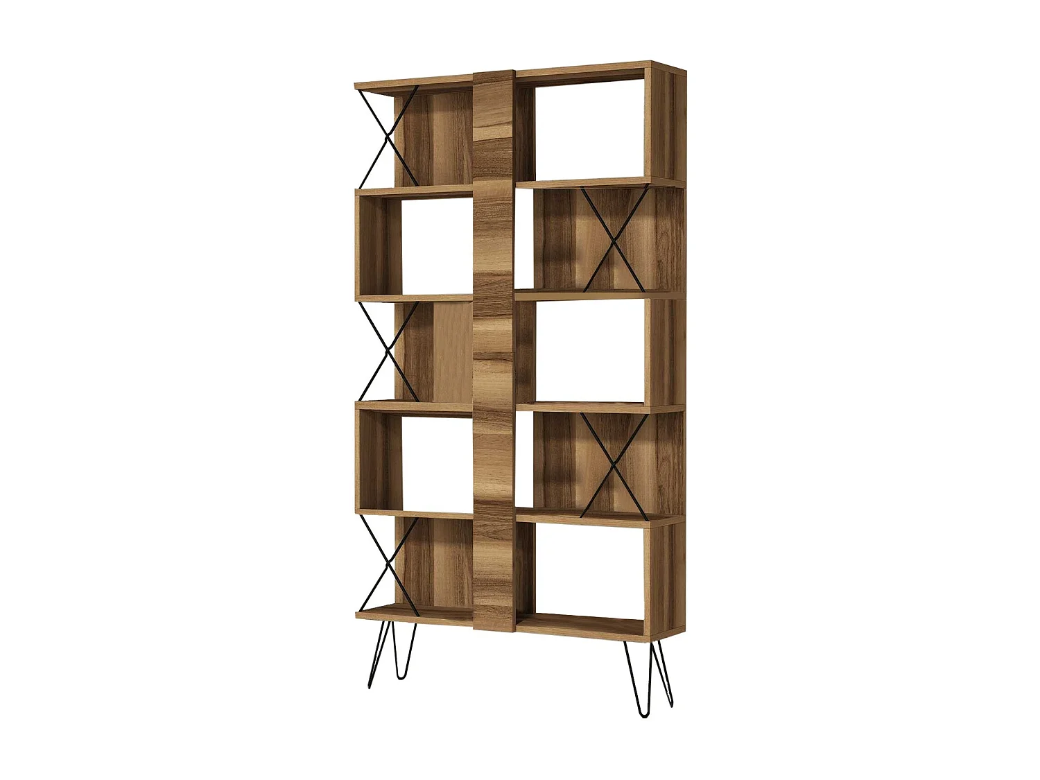 Librería moderna – 90 x 167,3 x 22 cm – Nogal – Tablero de partículas revestido de melamina