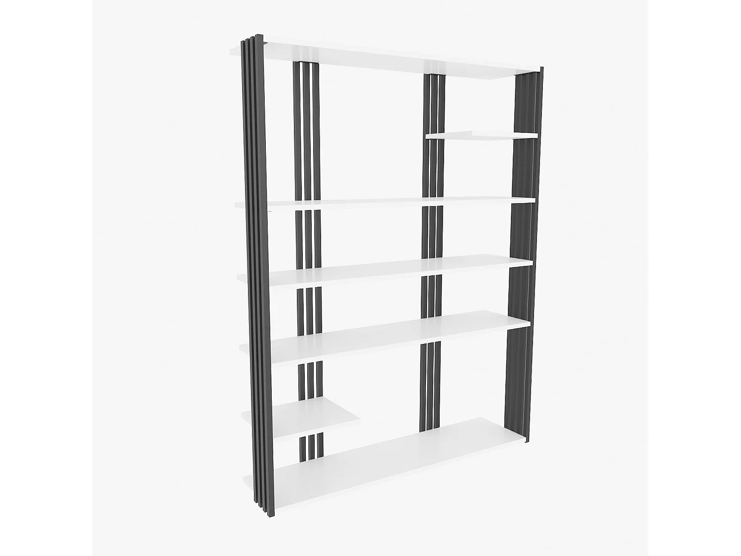 Stylowa, czarno-biała biblioteczka, 120 x 160 x 29,6 cm | Płyta wiórowa pokryta melaminą w 100%, grubość 18 mm | Idealna do nowoczesnego wys